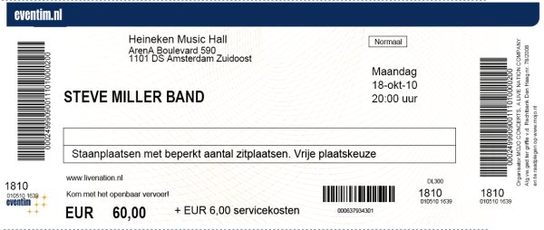 Ticket Steve Miller Band