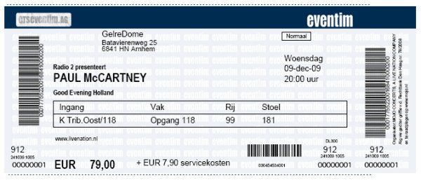 Ticket Paul McCartney